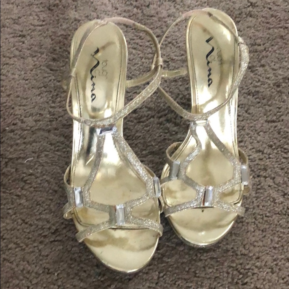 Gold shimmer heels